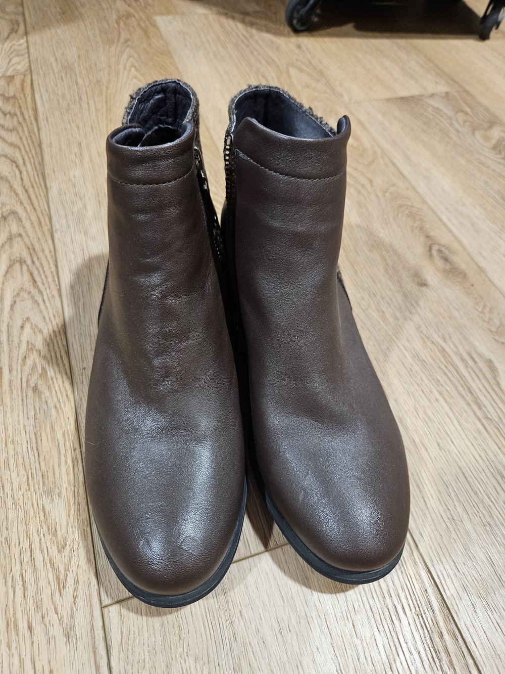 Propet Brown Leatherette Ankle Booties with Side Zip